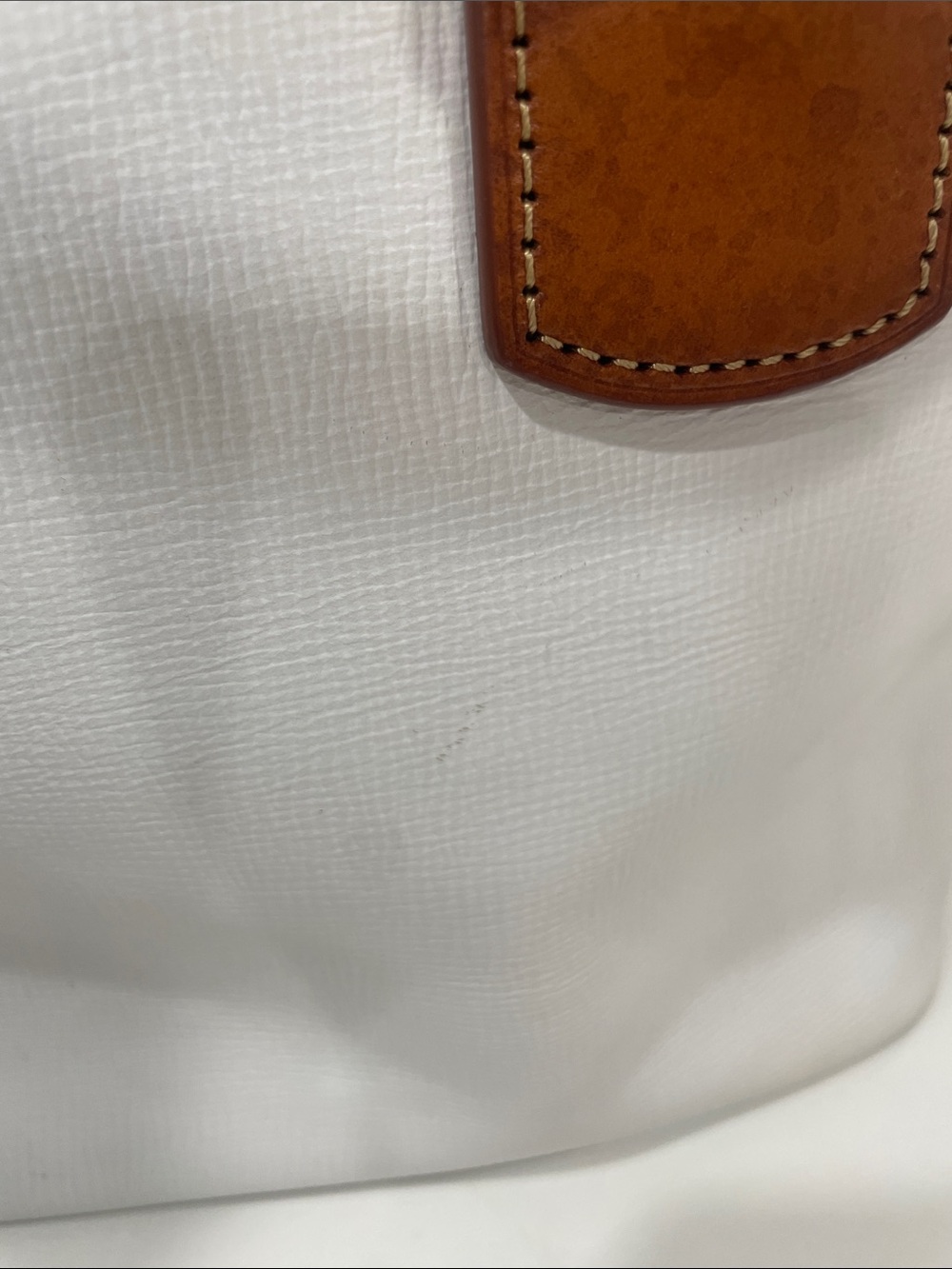 Dooney & Bourke White Shoulder Tote with Brown Trim - Picture 7 of 10
